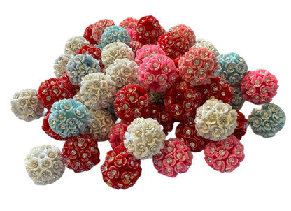 Gorgeous 19mm Acrylic Flower Beads with Centre Rhinestone for Beadable Pen Stylus Keychain Bracelet Earrings and More