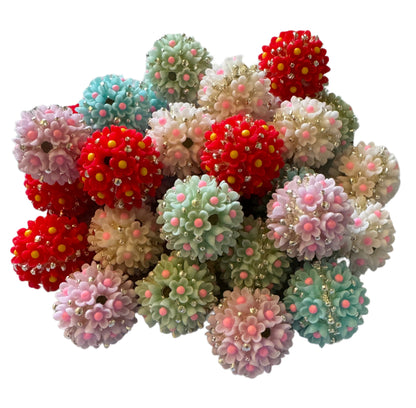 5 Pieces of Gorgeous 20mm Metal and Resin Flower Beads for Beadable Pen Stylus Keychain Bracelet Earrings and More