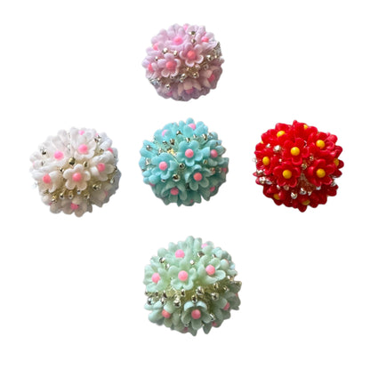 5 Pieces of Gorgeous 20mm Metal and Resin Flower Beads for Beadable Pen Stylus Keychain Bracelet Earrings and More