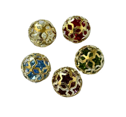 16mm Gold Star Cage Bead with Acrylic Rhinestones in Center for Beadable Pen Stylus Keychain Bracelet Earrings and More