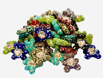 Gorgeous 30mm Pave Rhinestone and Clay Bear Beads for Beadable Pen Stylus Keychain Bracelet Earrings and More