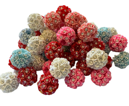 Gorgeous 19mm Acrylic Flower Beads with Centre Rhinestone for Beadable Pen Stylus Keychain Bracelet Earrings and More