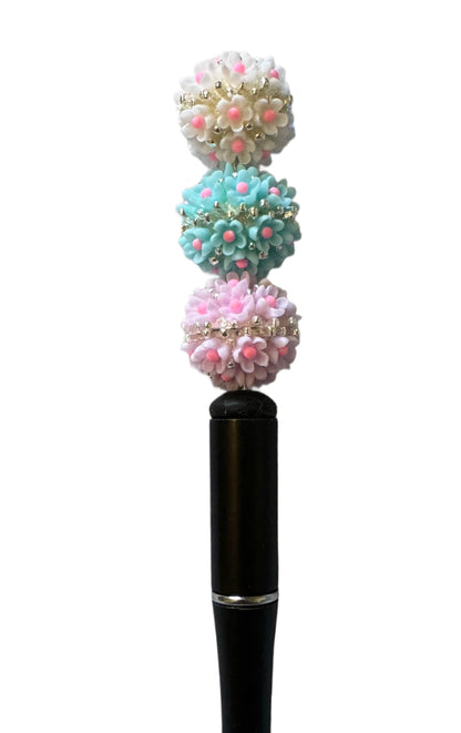 5 Pieces of Gorgeous 20mm Metal and Resin Flower Beads for Beadable Pen Stylus Keychain Bracelet Earrings and More