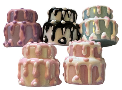 5 Pieces Acrylic Two Tier Wedding Cake or Birthday Cake Beads for Beadable Pen Stylus Keychain Bracelet Earrings and More