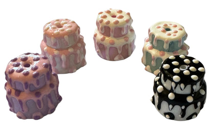 5 Pieces Acrylic Two Tier Wedding Cake or Birthday Cake Beads for Beadable Pen Stylus Keychain Bracelet Earrings and More