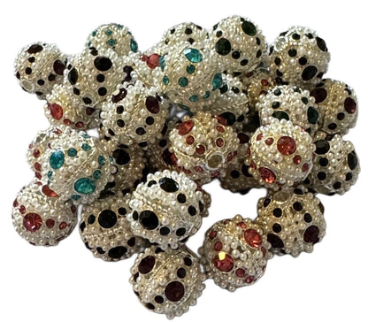 Gorgeous 16mm Metal, Rhinestone and Pearl Beads in Silver or Gold for Beadable Pen Stylus Keychain Bracelet Earrings and More
