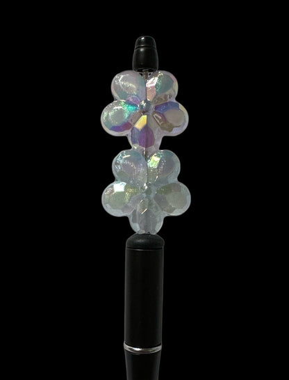 Glow Magic! 10 Pieces of 27mm Luminous Glitter Flower Acrylic Beads for Beadable Pen Stylus Keychain and more of Your DIY Creations