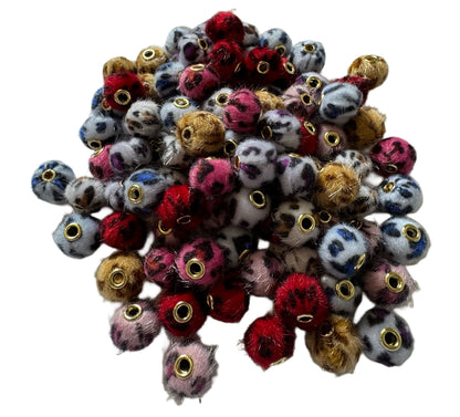 13mm Slightly Fuzzy or Furry Animal Print Beads Mix for Beadable Pen Stylus Keychain Bracelet and more for Your DIY Creations