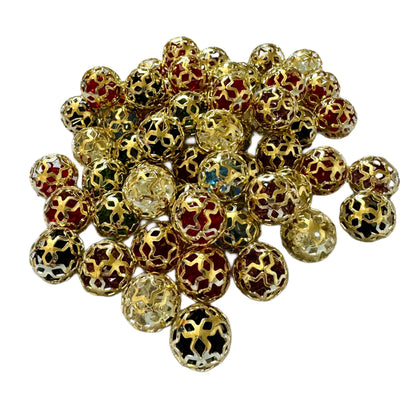 16mm Gold Star Cage Bead with Acrylic Rhinestones in Center for Beadable Pen Stylus Keychain Bracelet Earrings and More