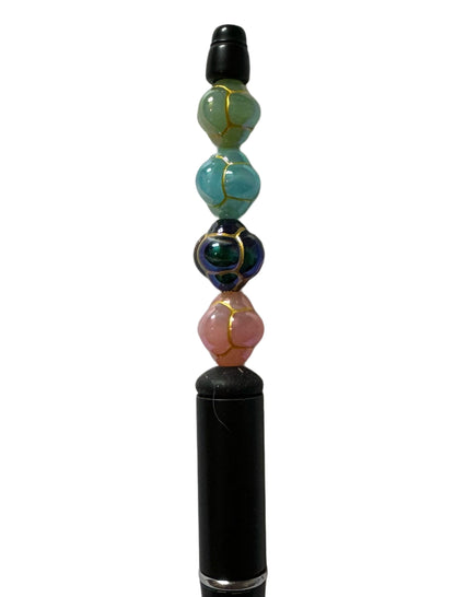 25 Pieces 13mm Lantern Beads Mix with Gold Outline for Beadable Pen Stylus Keychain Bracelet and more for Your DIY Creations