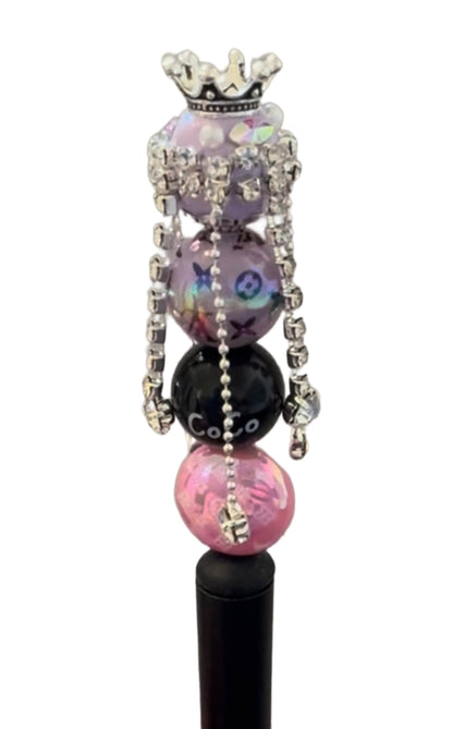 So Pretty! Bead Topper with Metal Rhinestone Dangles and Crown for Beadable Pen Stylus Keychain and more!