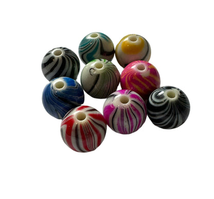 Colourful 16mm Swirled Strip Beads Reminiscent of Kumadori Kabuki Make-up for Beadable Pen Stylus Keychain Bracelet and more for Your DIY