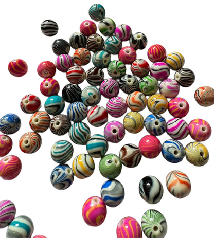 Colourful 16mm Swirled Strip Beads Reminiscent of Kumadori Kabuki Make-up for Beadable Pen Stylus Keychain Bracelet and more for Your DIY
