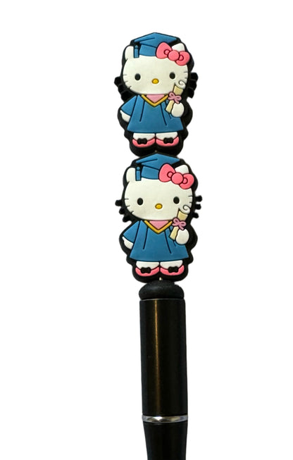 Graduation Hello Kitty with Diploma Focal Bead for Beadable Pens, Stylus, Pencils, Keychains and More
