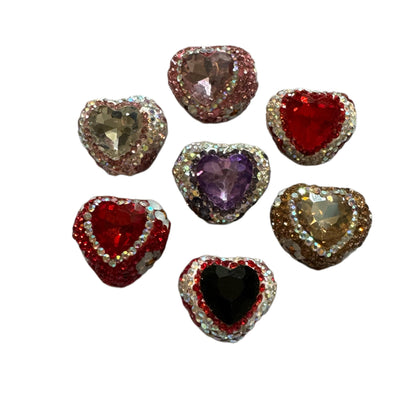 5 Pieces High Quality 19mm Heart Shaped With Flowers Pave Rhinestone and Clay Beads Mix for Beadable Pen Stylus Keychain Earrings and More.