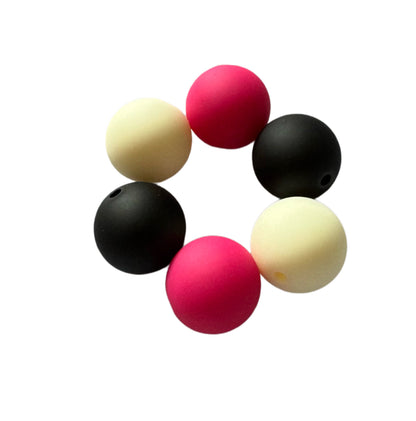 20 Pieces Pink and Black Attack! Acrylic Matte Touch Beads Mix for Beadable Pen Stylus Keychain Bracelet and more for Your DIY Creations.