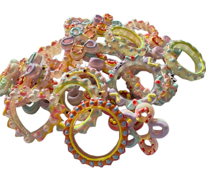 5 Pieces Hand Painted Frames for Beadable Pen Stylus Keychain Bracelet and more for Your DIY Creations