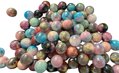 10 Pieces High Quality Unique Two Toned Beads with Aurora Borealis Mix for Beadable Pen Stylus Keychain Bracelet for Your DIY Creations.