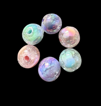 16mm Opaque Crackle Bead Mix for Beadable Pen Stylus Keychain Bracelet and more for Your DIY Creations