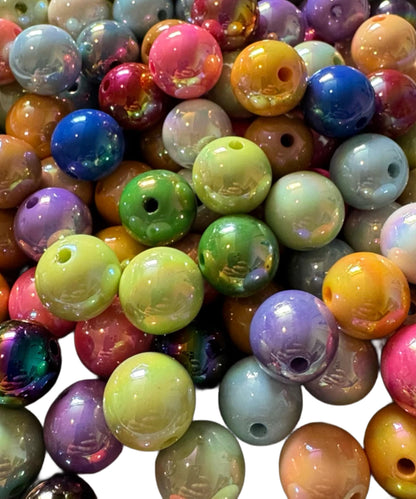 10 Pieces Darker Colors Acrylic Beads Mix with Aurora Borealis Coating for Beadable Pen Stylus Keychain Bracelet for Your DIY Creations.