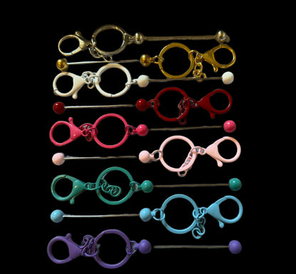Now Even More Colors! Metal Keychain Blank with Beadable Rod for Your DIY Creations With Beads Focals Rhinestones Spacers Sold Separately