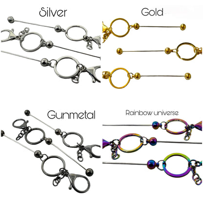 Now Even More Colors! Metal Keychain Blank with Beadable Rod for Your DIY Creations With Beads Focals Rhinestones Spacers Sold Separately