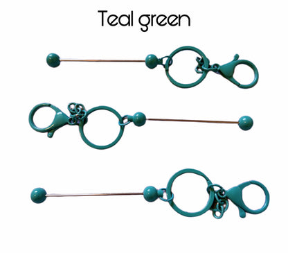 Now Even More Colors! Metal Keychain Blank with Beadable Rod for Your DIY Creations With Beads Focals Rhinestones Spacers Sold Separately