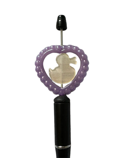 It Glows! 37mm Luminous AB Heart Frame with Bubble Edges for Beadable Pen Stylus Keychain Bracelet and more for Your DIY Creations