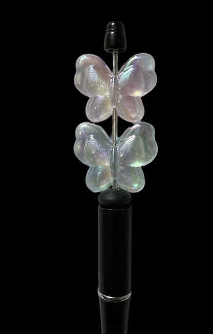 Glow Magic! 10 Pieces of 25mm Luminous Glitter Butterfly Acrylic Beads for Beadable Pen Stylus Keychain and more of Your DIY Creations