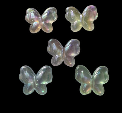 Glow Magic! 10 Pieces of 25mm Luminous Glitter Butterfly Acrylic Beads for Beadable Pen Stylus Keychain and more of Your DIY Creations