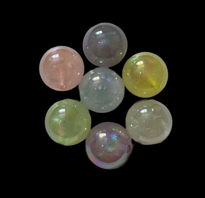 Glow Magic! 10 Pieces of 20mm Luminous Glitter Galaxy Acrylic Beads for Beadable Pen Stylus Keychain and more of Your DIY Creations