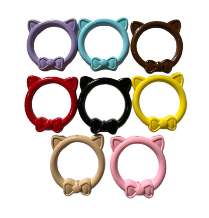 40mm Opaque Cat Frame with Cute Bow for Beadable Pen Stylus Keychain Bracelet and more for Your DIY Creations