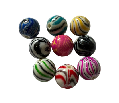 Colourful 16mm Swirled Strip Beads Reminiscent of Kumadori Kabuki Make-up for Beadable Pen Stylus Keychain Bracelet and more for Your DIY
