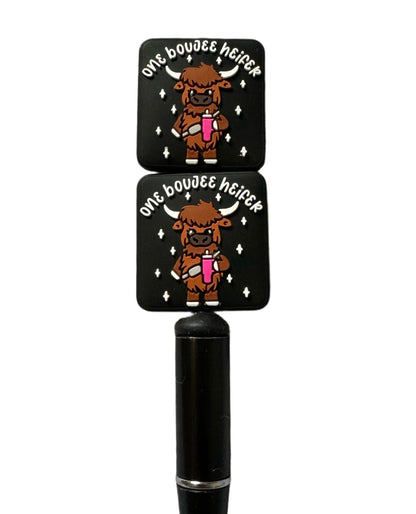 One Boujee Heifer with Cute Cow and Pink Mug Focal Bead for Beadable Pens, Stylus, Pencils, Keychains and More