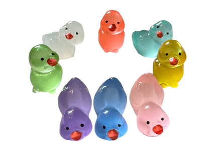 Mini GLOW 3D Resin Cartoon Duck in Different Poses Rubber Duckie Style Cabochon DYI Hair Accessory Bracelet Cruising Ducks Jeep