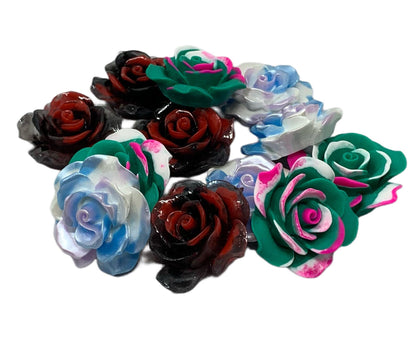 New Price! 34mm Multi Colored Resin Rose Flower Cabochon Flat Back Perfect for DYI Phone Cases Water Bottles Scrapbook Hair Accessory