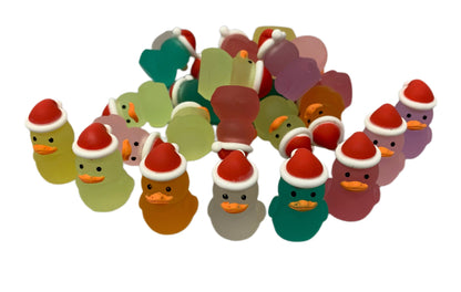 32mm Tall GLOW Frosted Colorful 3D Christmas Xmas Resin Duck Rubber Duckie Style Cabochon DYI Scrapbook Hair Accessory Cruising Ducks