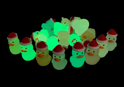 32mm Tall GLOW Frosted Colorful 3D Christmas Xmas Resin Duck Rubber Duckie Style Cabochon DYI Scrapbook Hair Accessory Cruising Ducks
