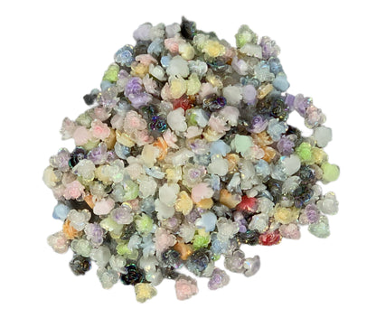 New Price! 9mm Clear Roses with Mixed Colors and Aurora Borealis Coating Nail Charm Mix Flower Cabochon DYI Phone Cases Hair Accessories