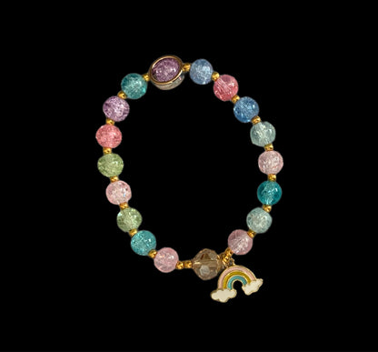 Assorted Beaded Stretch Bracelets with Dangle Butterfly, Rainbow, Flower, Rabbit, Heart or Clover Charms. Great for the Cruising Ducks Game!