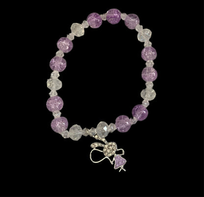Assorted Beaded Stretch Bracelets with Dangle Butterfly, Rainbow, Flower, Rabbit, Heart or Clover Charms. Great for the Cruising Ducks Game!