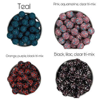 Gorgeous 16mm Pave Rhinestone and Clay Beads for Beadable Pen Stylus Keychain Bracelet Earrings and More. So Many Colors to Choose From!