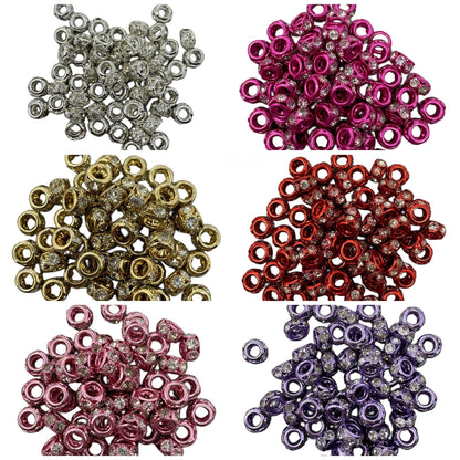 10mm Colored Metal and Clear Rhinestone Spacers with Large Hole. So Many Colors! Great for Bracelets, Necklaces, Beadable Pens and More!