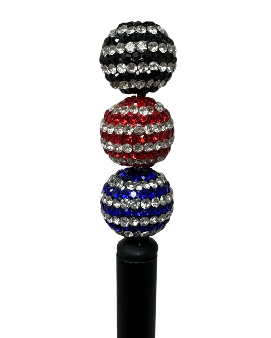 High Quality 20mm Mix of Striped Pave Rhinestone and Clay Beads for Beadable Pen Stylus Keychain Bracelet Earrings and More.