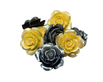 New Price! 32mm Pearl Coating Yellow Resin Rose Flower Cabochon Flat Back Perfect DYI Phone Cases Water Bottles Scrapbook Hair Accessory