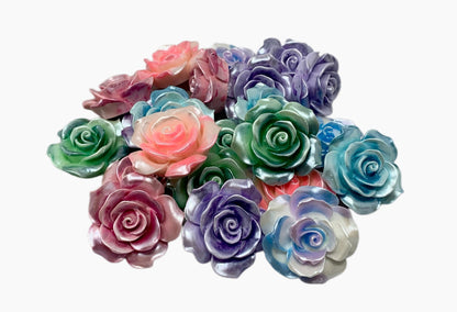 New Price! 34mm Pearled Mix Colors Resin Rose Flower Cabochon Flat Back Perfect DYI Phone Cases Water Bottles Scrapbook Hair Accessory