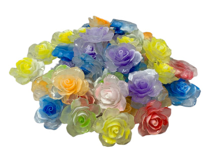 New Price! 33mm GLOW Large Clear with Colored Centre Rose Flower Charm Cabochon Flat Back DYI Phone Cases Water Bottles Scrapbook Hair