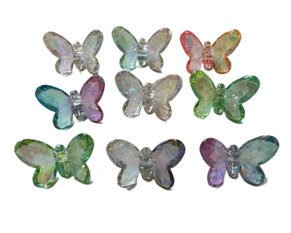 25mm Transparent Colourful Acrylic Butterfly Beads with Side Hole for Bracelets and More!
