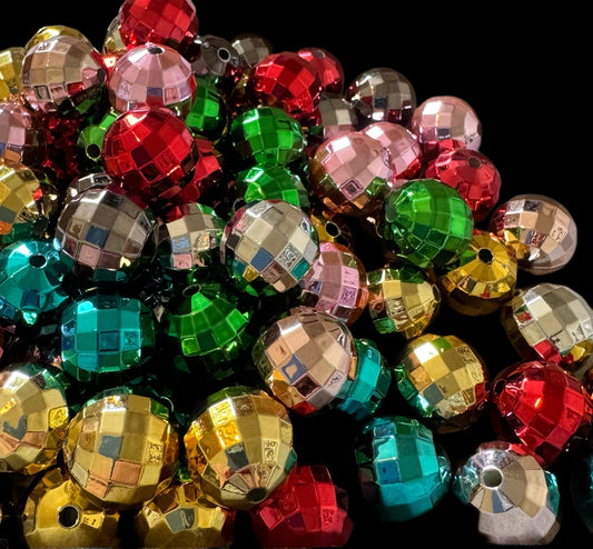 10 or 25 Pieces Shiny Metallic Disco Ball Acrylic Bead for Beadable Pen Stylus Keychain Bracelet for Your DIY Creations