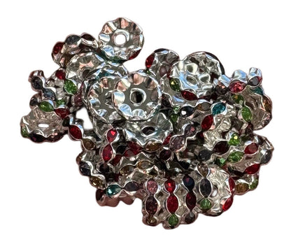 High Quality 12mm Wavy Edge Rhinestone Spacers for Beadable Pen, Stylus, Keychain, Bracelet and more. Perfect for Your DIY Creations!